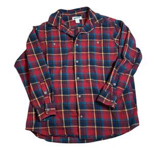 Duluth Trading Co Mens Free Swingin Flannel Shirt Large Button Down Red Plaid